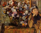 埃德加德加 - A Woman Seated beside a Vase of Flowers